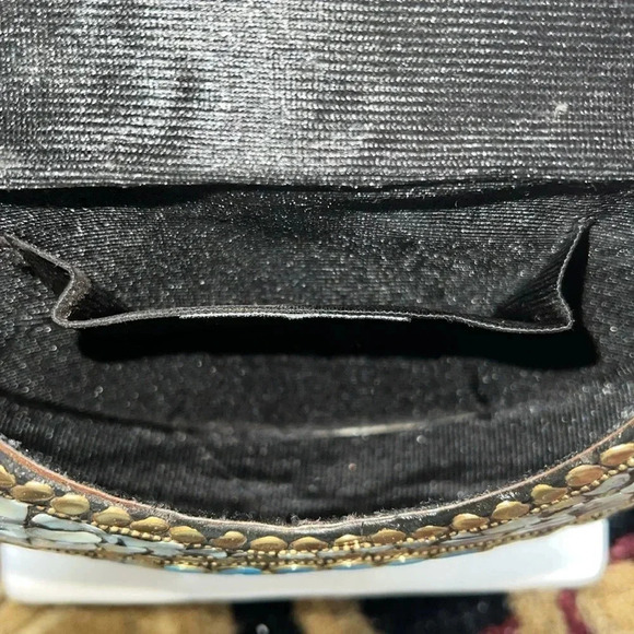 RAMLA Women’s Turquoise Mother of Pearl Mosaic Handmade Shoulder Bag/Clutch - Picture 11 of 15